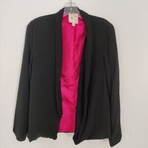 Pink Rose Women's Blazer Size L Rayon Black Pink Lining Business Casual Academia